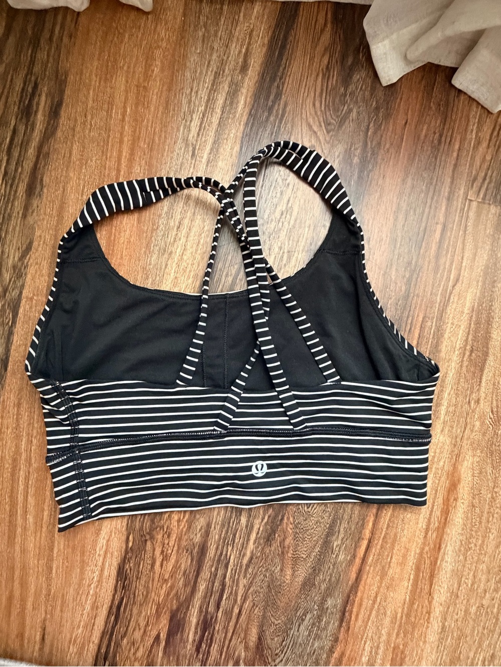 Lululemon Black & White Striped Sports Bra long line